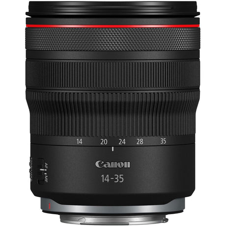 14-35mm f/4 L IS USM mirrorless lens, black barrel with red trim band