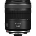 RF 16-28mm f/2.8 lens with textured grip, rear mount visible