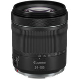 24-105mm camera lens front with glass element and textured focus ring