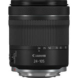 24-105mm camera lens front with zoom scale and textured grip