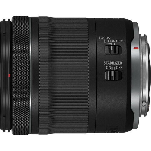 24-105mm camera lens side panel showing Focus Control and Stabilizer On/Off