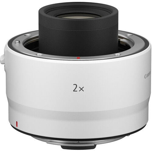 Canon RF 2x teleconvertor, element optic negru pe montură albă