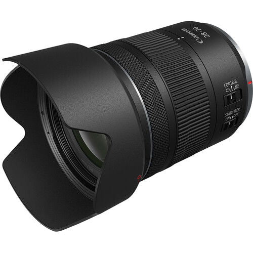 RF 28-70mm F2.8 IS STM lens with front hood and ribbed rings, black