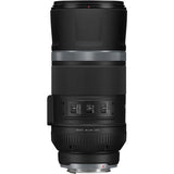 Back view of black RF 600mm F11 IS STM lens with control panel and mount