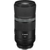 Black telephoto lens barrel with ribbed grip and silver band near center
