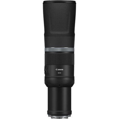 Black RF 800mm lens with logo band and textured barrel section