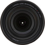 RF 24-105mm front lens glass with concentric ring details and edge lettering