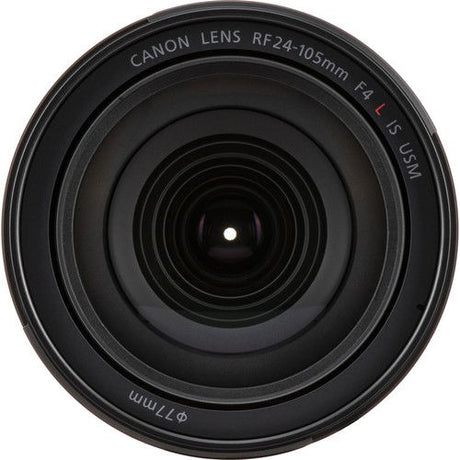 RF 24-105mm front lens glass with concentric ring details and edge lettering