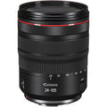 Black RF 24-105mm F4 lens with red ring and zoom scale markings