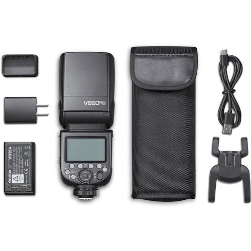 TTL camera flash, LCD controller, battery pack, charger, and carry pouch set