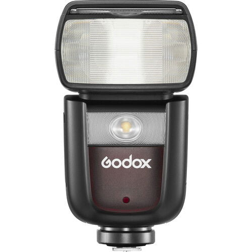 TTL camera flash head with translucent diffuser panel, front view