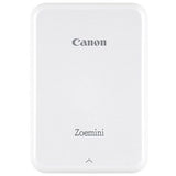 Compact white photo printer with front logo and Zoemini text