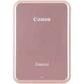 Rose gold photo printer, front panel with logo and small indicator icons