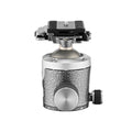 Tripod ball head with center ball and side adjustment knob; textured silver base