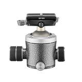 Tripod ball head front view with central circular lock and top lever