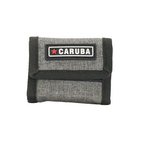Gray and black battery holder pouch for 8 AA cells, CARUBA logo patch