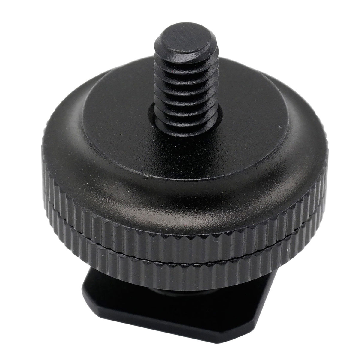 Adaptor patină cu șurub 1/4, capac negru canelat și filet central