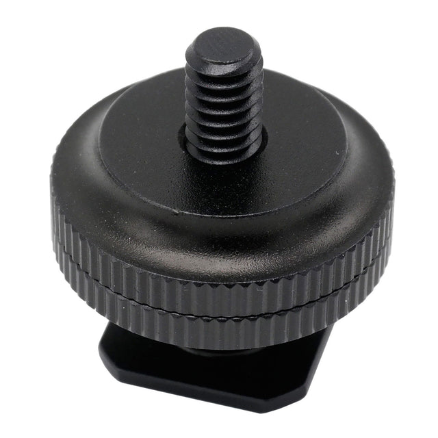 Adaptor patină cu șurub 1/4, capac negru canelat și filet central