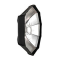 Foldable beauty dish, black outer with silver reflective interior and center mount plate