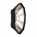 Silver 80cm beauty dish reflector with black outer cover and central mount