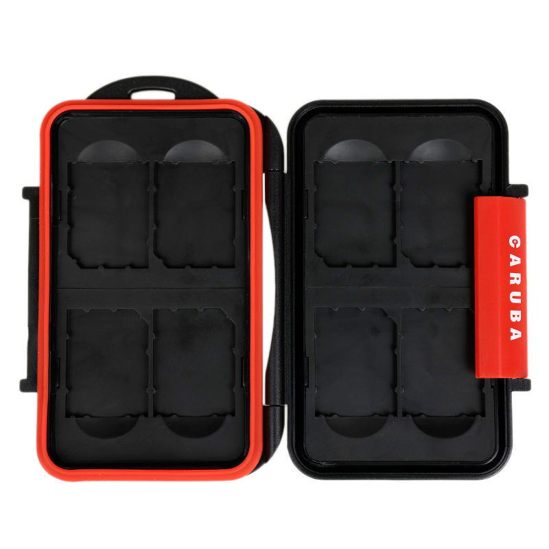 Carcasa MCC-2 (8xSD) neagra cu inserturi si capac inchis/deschis, rama portocalie