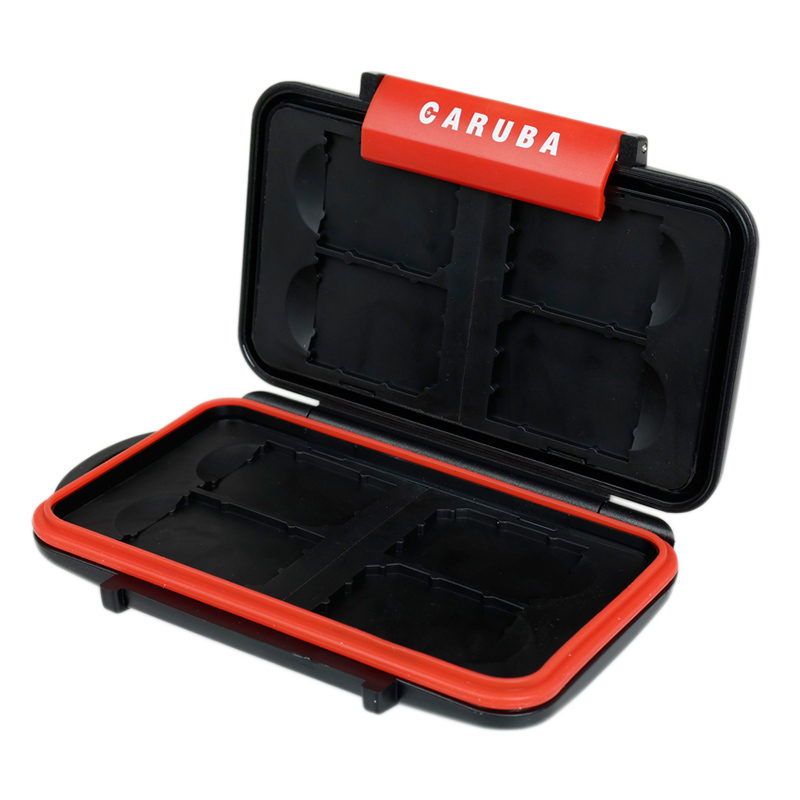 Carcasa carduri MCC-2 (8xSD) neagra, capac deschis, inserturi pentru carduri SD