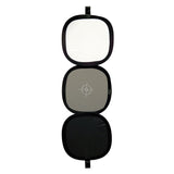 Card reflector 3 în 1: set panouri ovale alb, gri și negru