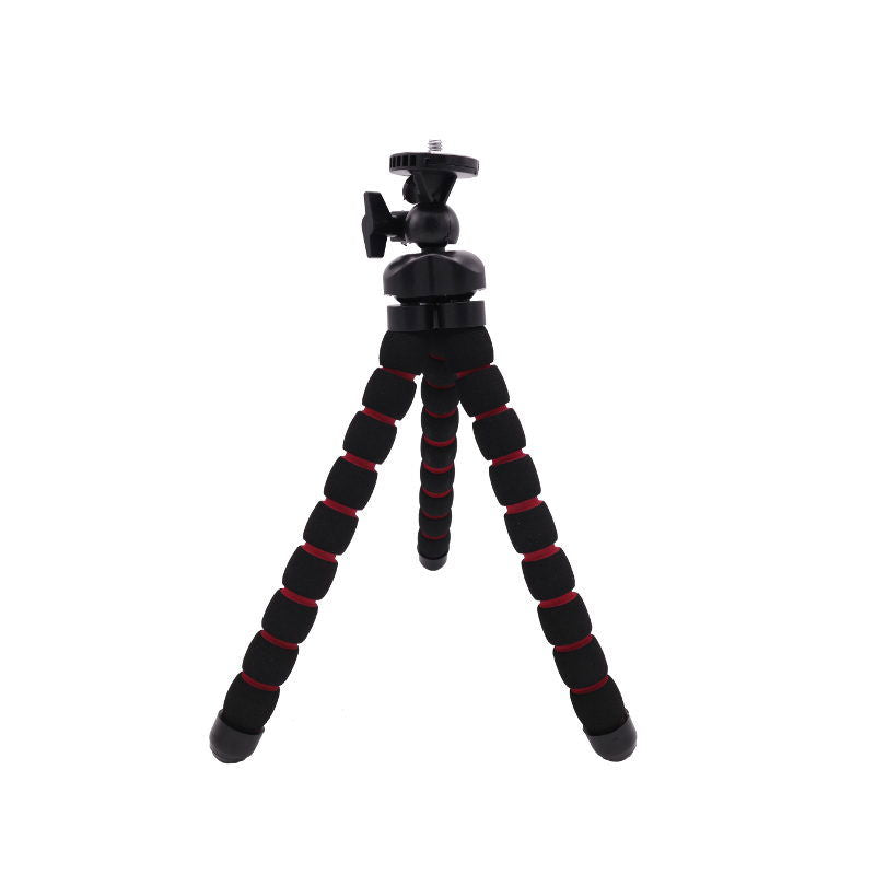 Flexstar 25 mini flexible tripod, black with red bands, upright with ball head