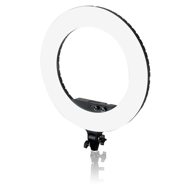 45cm LED ring light with white outer ring and black control panel, PRO model