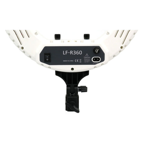LED ring light control panel with LF-R360 label and power switch on back