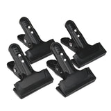 Set of 4 heavy-duty steel clamps, black plastic handles with screw holes and grips