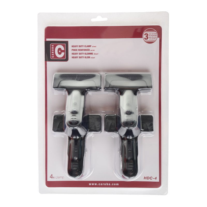 Caruba heavy-duty steel clamp set blister pack, 4 clamps, HDC-4