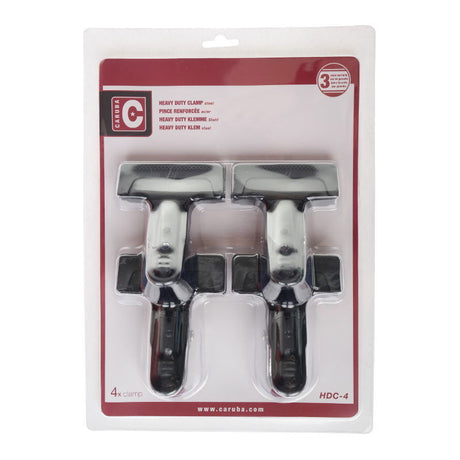 Caruba heavy-duty steel clamp set blister pack, 4 clamps, HDC-4