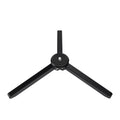 Black solid metal tripod with three legs and round adjustment head