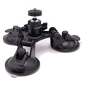 Triple suction cup mount with ball joint, black locking knobs and screw stud