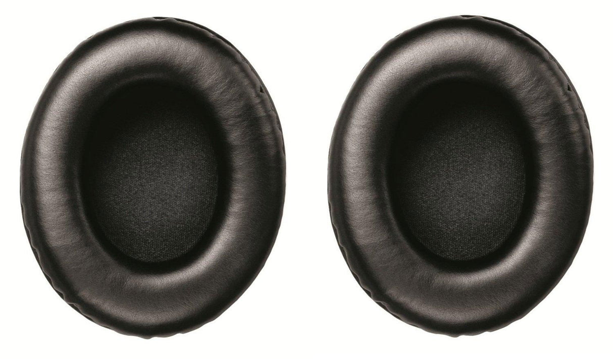 Pair of black cushioned ear pads for over-ear headphones