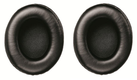 Pair of black cushioned ear pads for over-ear headphones