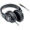 Black over-ear professional headphones with 3.5mm cable and inline jack