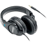 Black over-ear professional headphones with 3.5mm cable and inline jack