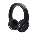 Foldable black wireless Bluetooth 5.0 over-ear headphones, cushioned ear cups