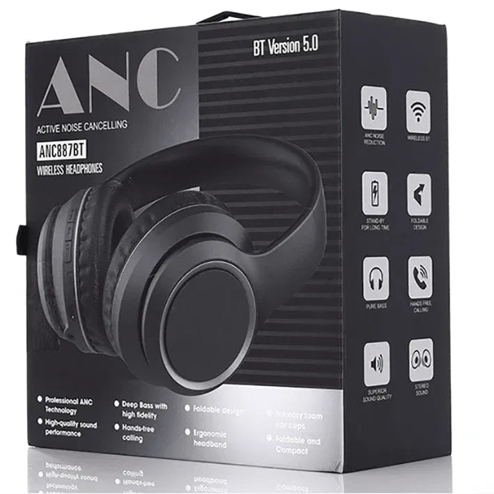 ANC BT Version 5.0 wireless noise-canceling Bluetooth headphones box with foldable design