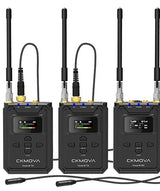 Wireless UHF vocal mic transmitter set, dual antennas, LCD screens and control buttons