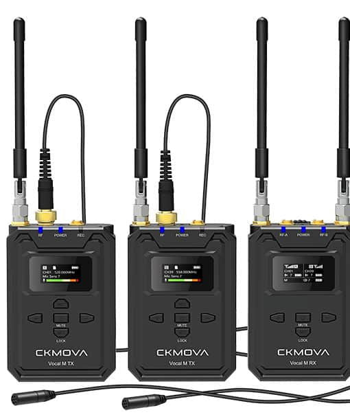 Wireless UHF vocal mic transmitter set, dual antennas, LCD screens and control buttons