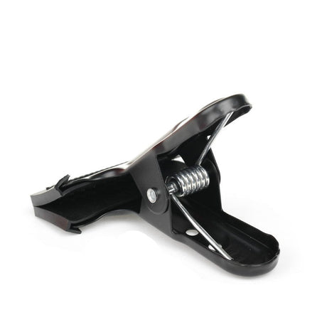 Heavy-duty clamp with adjustable spring mechanism and metal screw, black finish