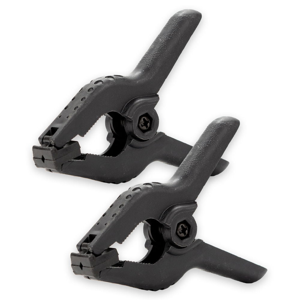 L-shaped background clamp set of 2, black plastic handle and screw knob