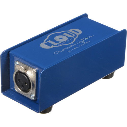 Cloudlifter CL-1 mic preamp, blue enclosure with XLR connector and logo