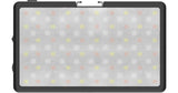 Front LED array on black portable LED RGB light, viewed head-on