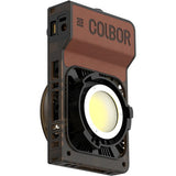 Portable LED RGB light, 100W, side/back ports and front lamp head in view