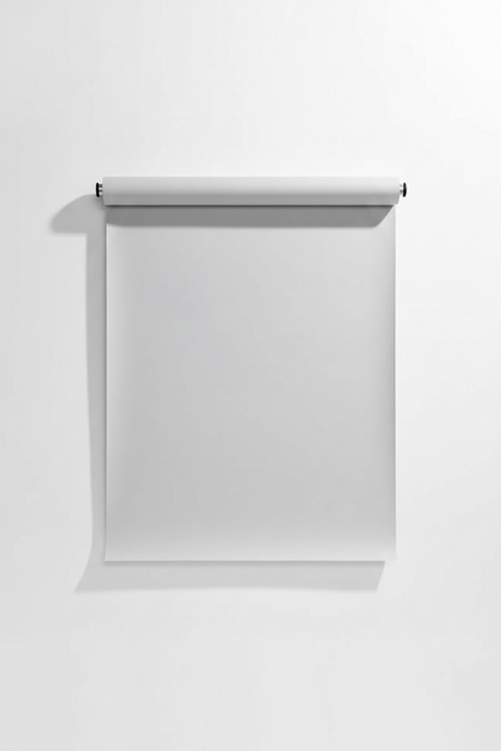 Fundal foto Arctic White alb, rulou cu bară de sus, material neted
