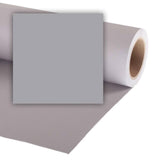 Storm grey photo backdrop, seamless sheet with white roll core visible